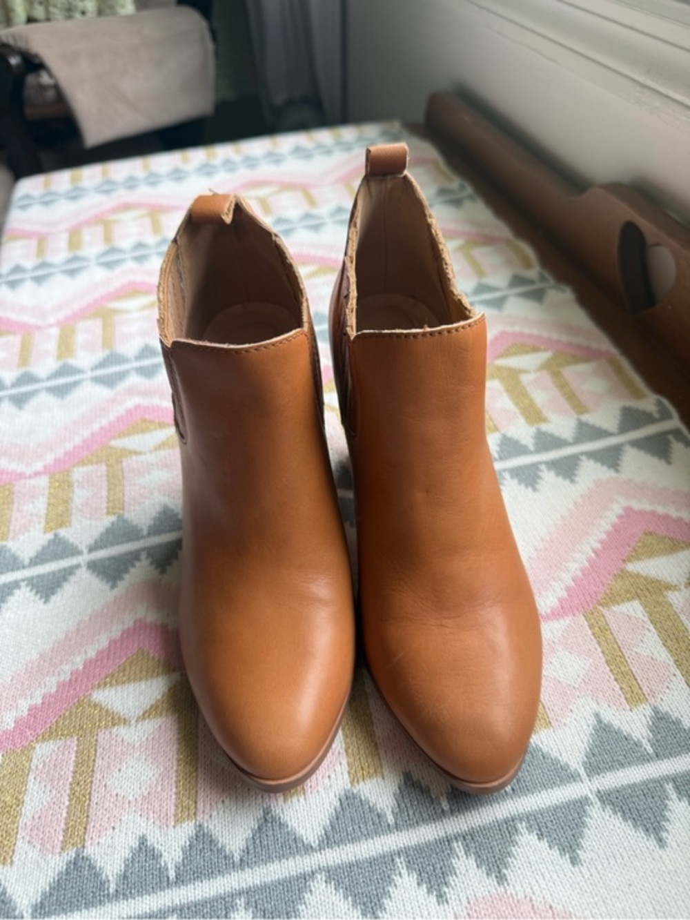 Kelsi Dagger Tan Leather Ankle Booties